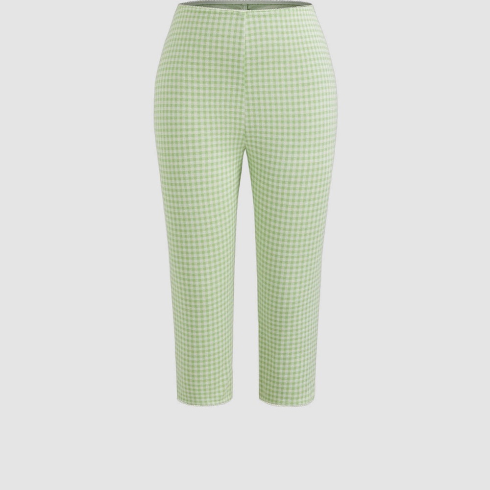 Green Checkered Women's Pants